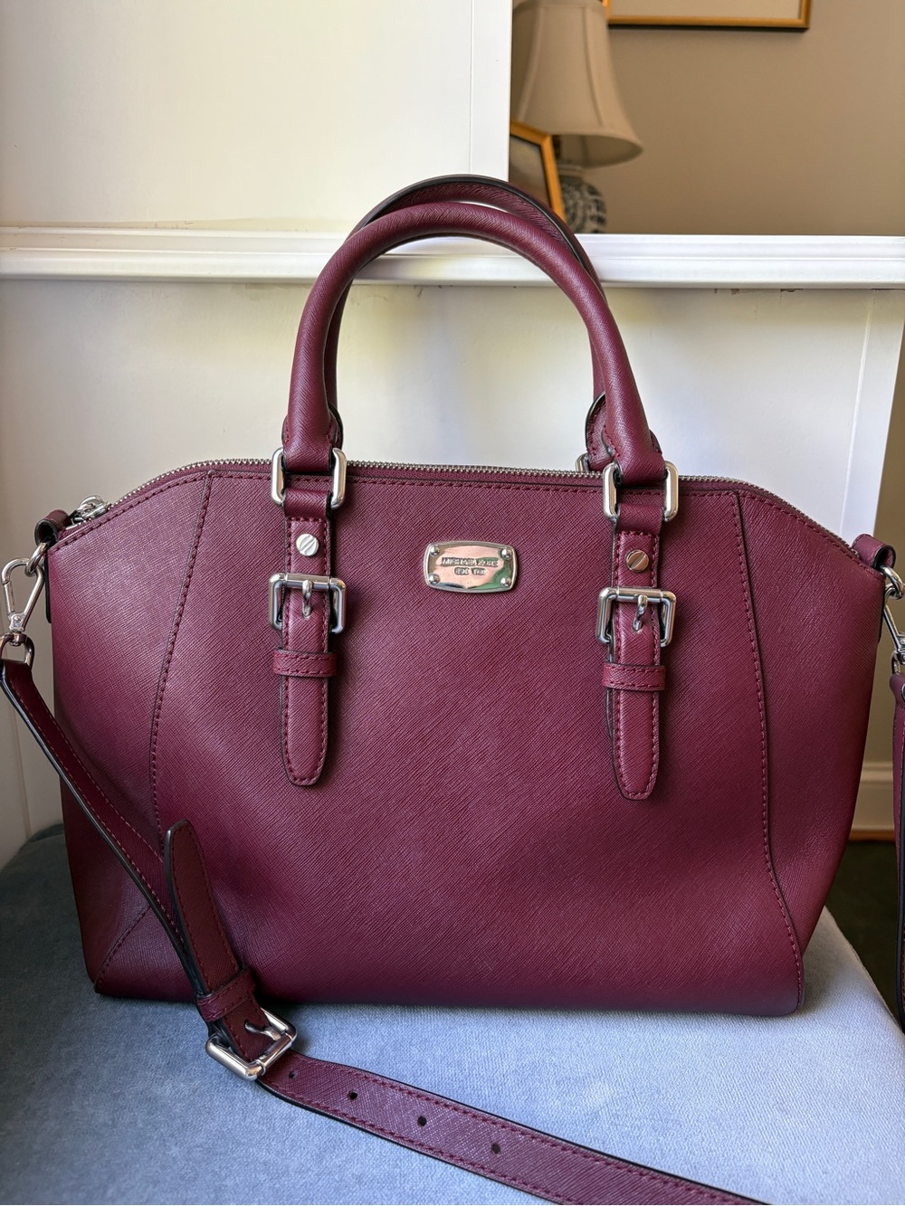 Michael Kors Burgundy Saffiano Leather Bag